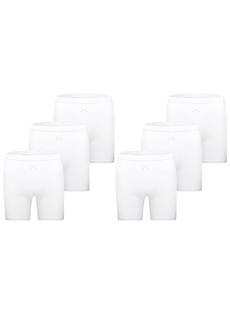 Mariposa Women’s Soft Cotton Stretchable Lightweight Half Inner Pant Everyday Wear White Pack of 6 - Image 1